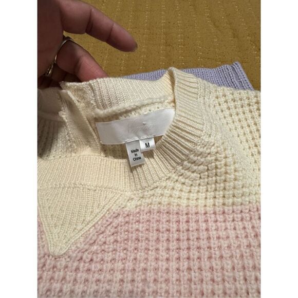 Nonoo color block merino crew neck sweater 100% wool - Picture 3 of 6